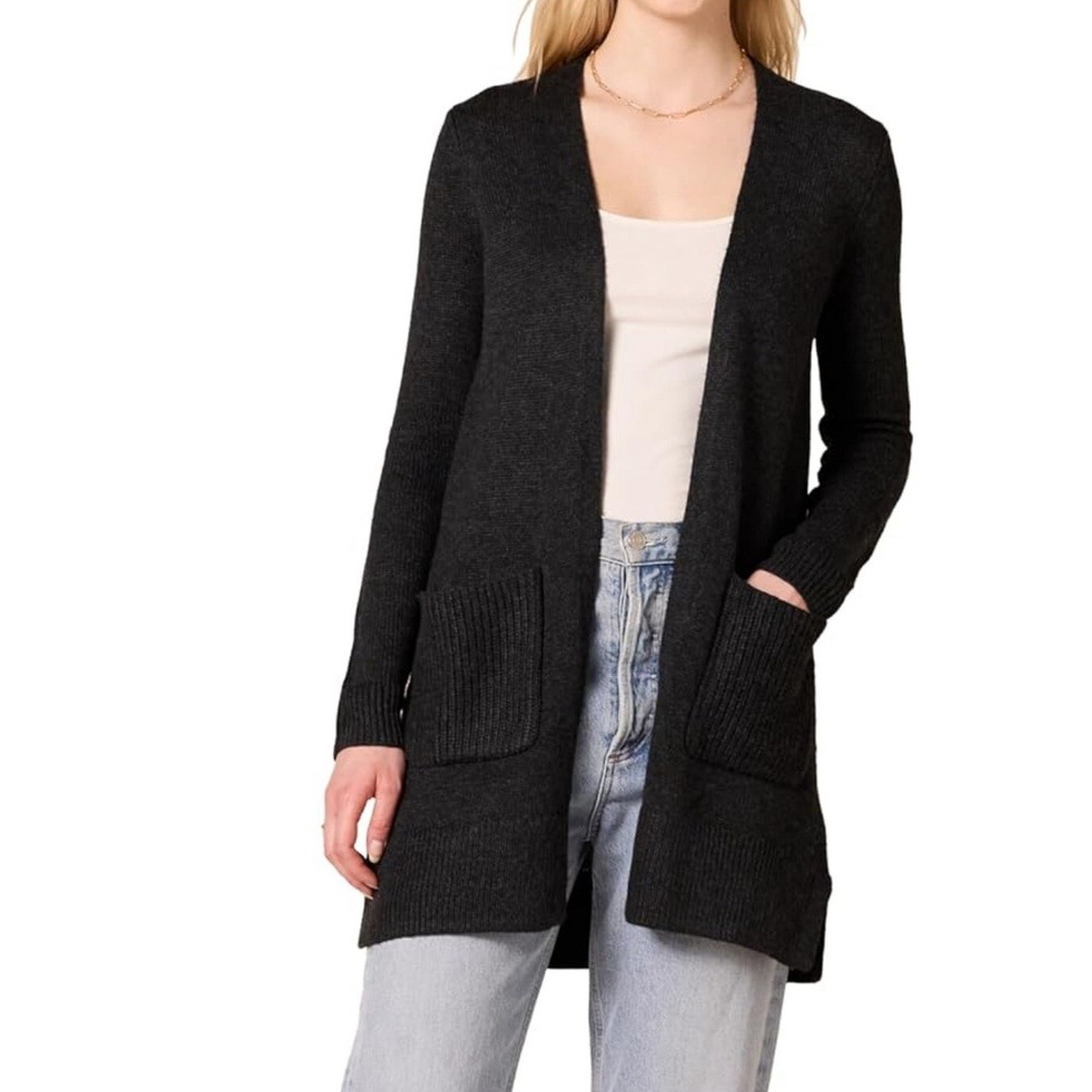 Amazon Essentials Women's Long-Sleeve Jersey Stitch Open-Front‎ Cardigan Sz L